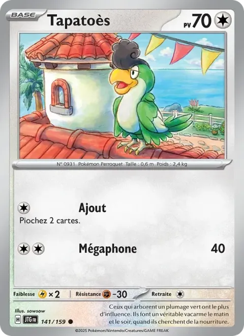 Carte Pokémon Tapatoès 141/159, extension Aventures Ensemble