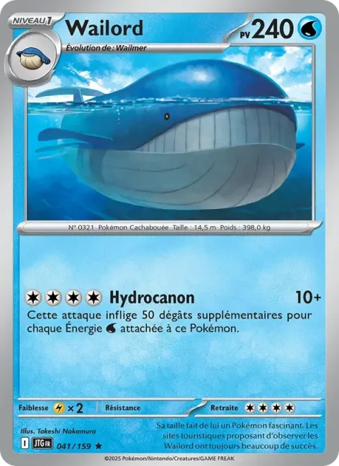 Carte Pokémon Wailord 041/159, extension Aventures Ensemble