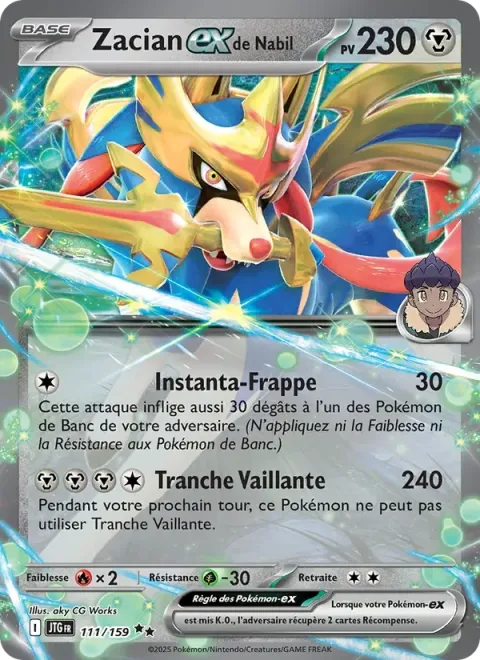 Carte Pokémon Zacian-ex de Nabil 111/159, extension Aventures Ensemble