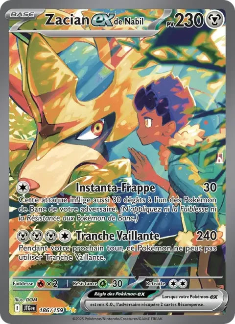 Carte Pokémon Zacian-ex de Nabil 186/159, extension Aventures Ensemble