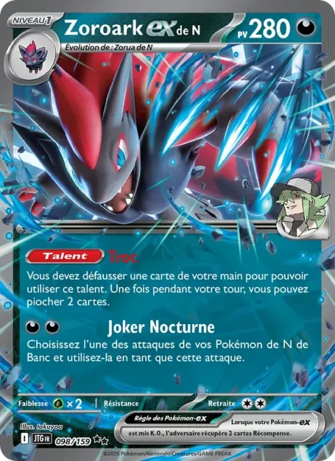 Carte Pokémon Zoroark-ex de N 098/159, extension Aventures Ensemble