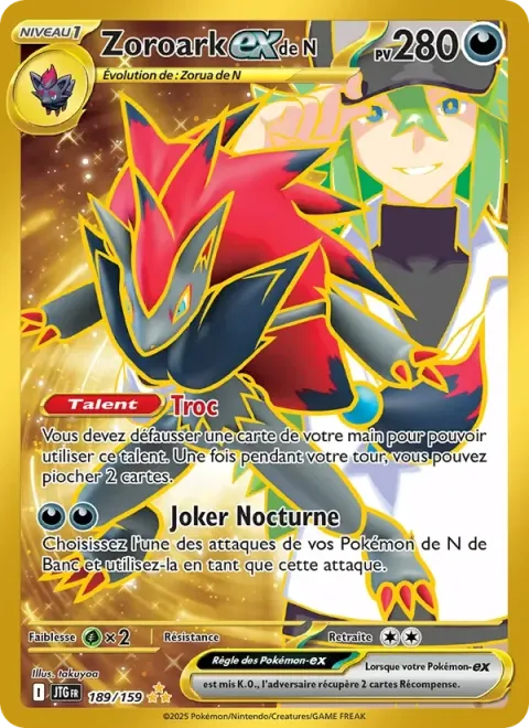 Carte Pokémon Zoroark-ex de N 189/159, extension Aventures Ensemble
