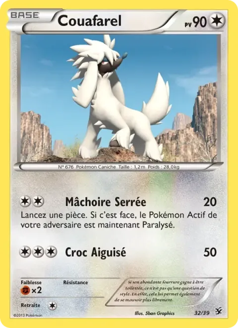 Carte Pokémon Couafarel 032/039, extension Bienvenue à Kalos