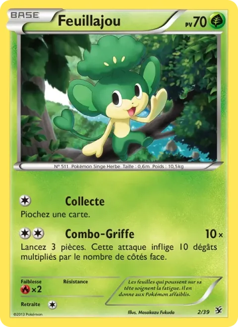 Carte Pokémon Feuillajou 002/039, extension Bienvenue à Kalos