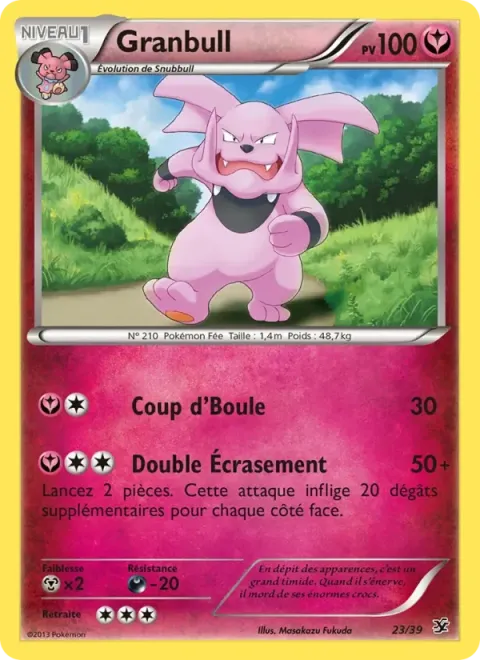 Carte Pokémon Granbull 023/039, extension Bienvenue à Kalos