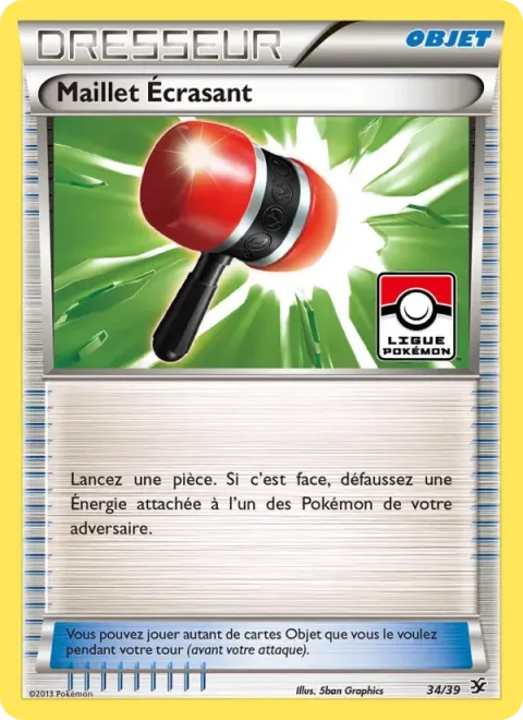Carte Pokémon Maillet Écrasant 034/039, extension Bienvenue à Kalos