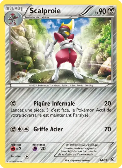 Carte Pokémon Scalproie 020/039, extension Bienvenue à Kalos