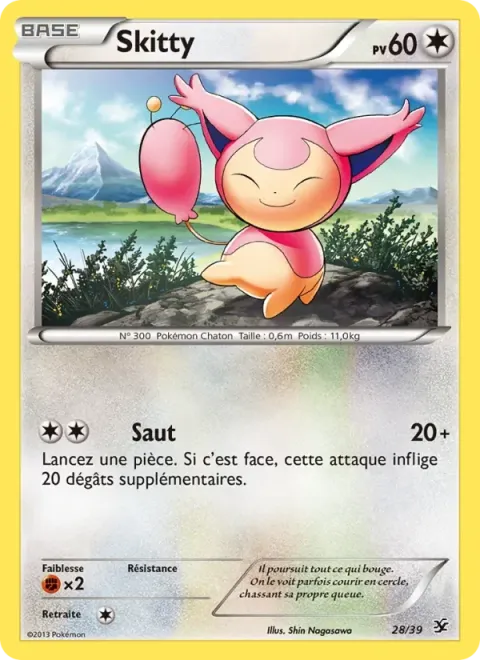 Carte Pokémon Skitty 028/039, extension Bienvenue à Kalos