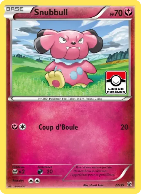 Carte Pokémon Snubbull 022/039, extension Bienvenue à Kalos