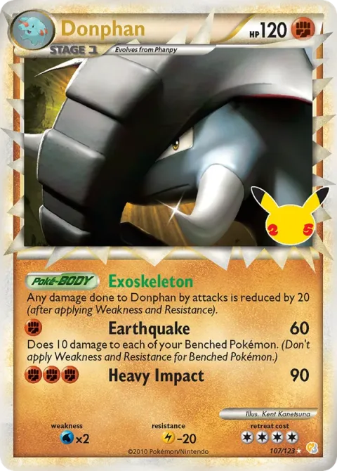 Carte Pokémon Donphan 107/123, extension Célébrations