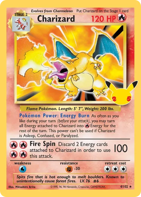 Carte Pokémon Dracaufeu 4/102, extension Célébrations