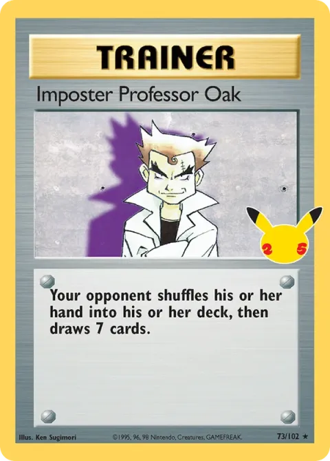 Carte Pokémon Faux Professeur Chen 73/102, extension Célébrations