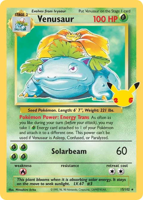 Carte Pokémon Florizarre 15/102, extension Célébrations