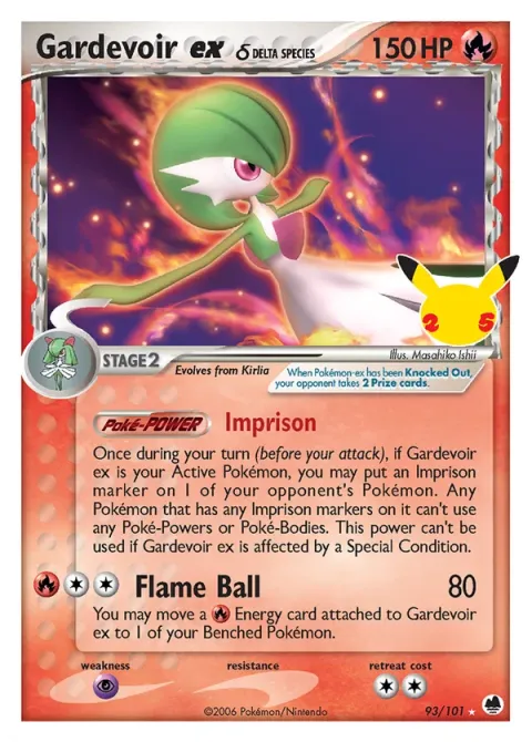 Carte Pokémon Gardevoir ex δ 93/101, extension Célébrations