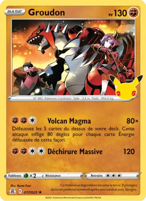Carte Pokémon Groudon 017/025, extension Célébrations