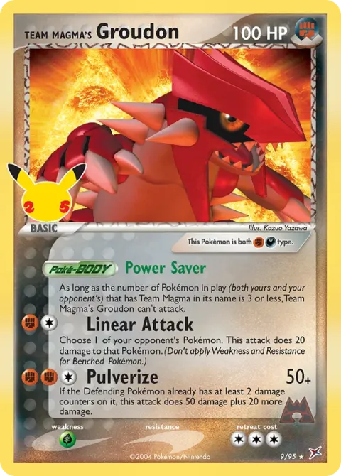Carte Pokémon Groudon de Team Magma 9/95, extension Célébrations