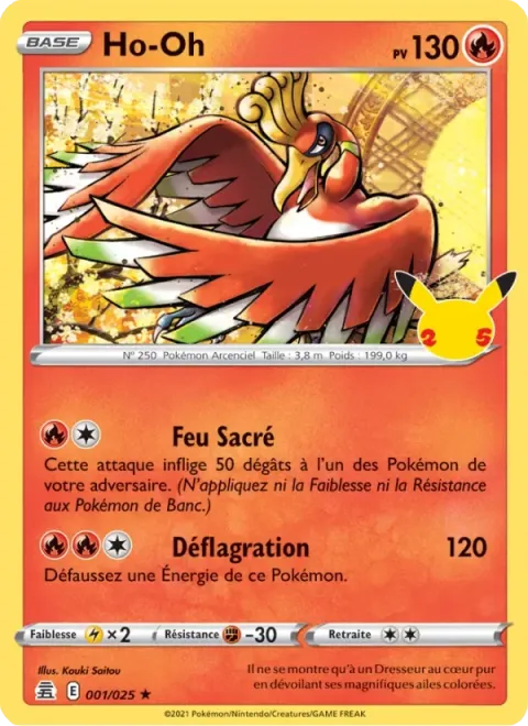 Carte Pokémon Ho-Oh 001/025, extension Célébrations