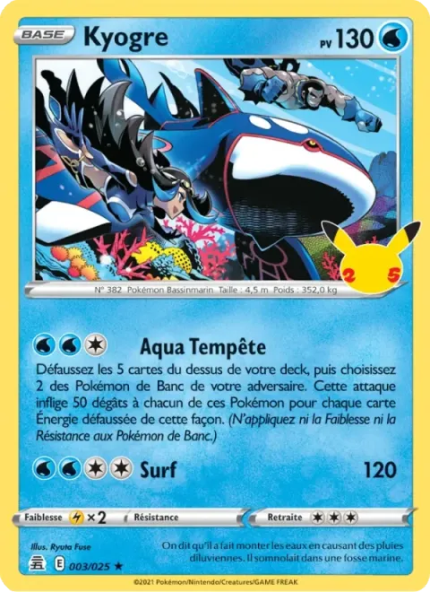 Carte Pokémon Kyogre 003/025, extension Célébrations