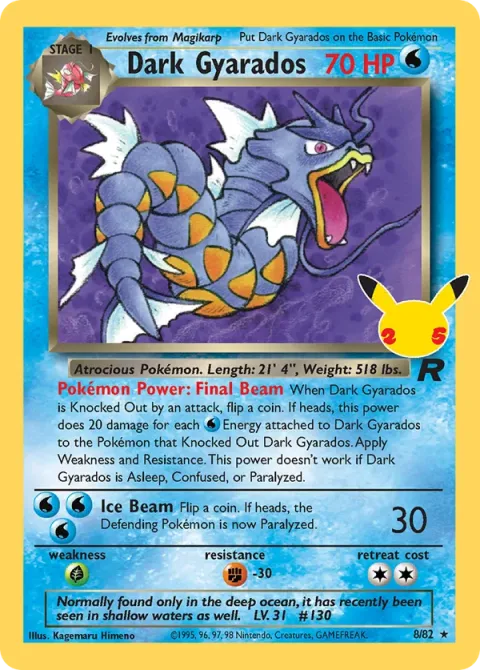 Carte Pokémon Léviator obscur 8/82, extension Célébrations