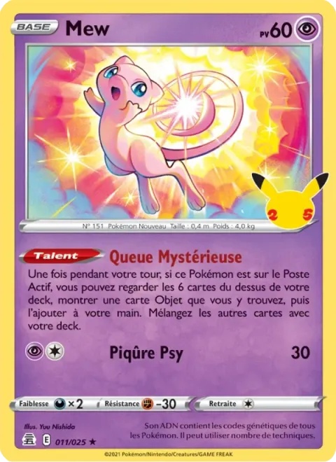 Carte Pokémon Mew 011/025, extension Célébrations