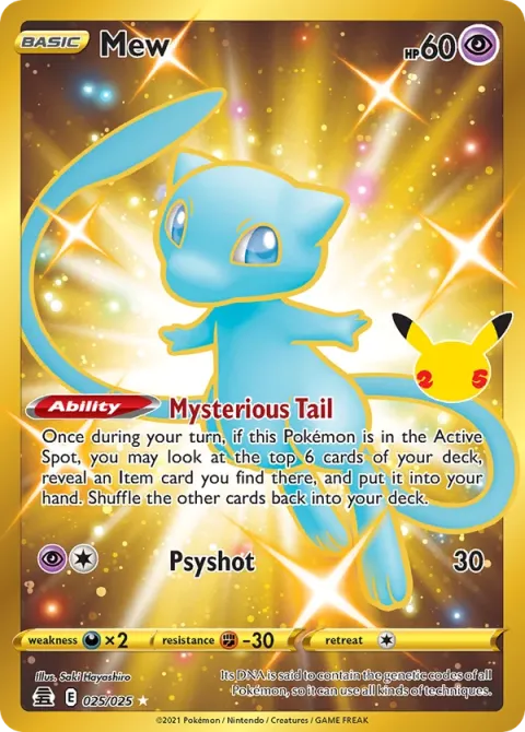 Carte Pokémon Mew 025/025, extension Célébrations
