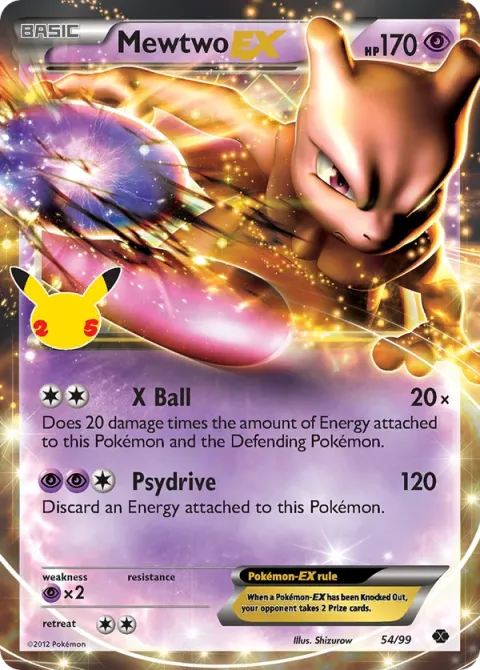 Carte Pokémon Mewtwo-EX 54/99, extension Célébrations