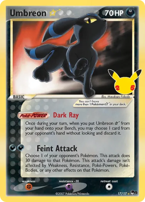 Carte Pokémon Noctali ☆ 17/17, extension Célébrations
