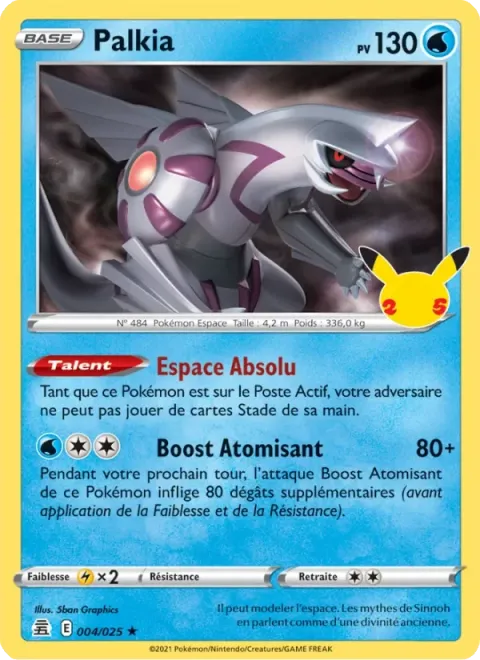 Carte Pokémon Palkia 004/025, extension Célébrations