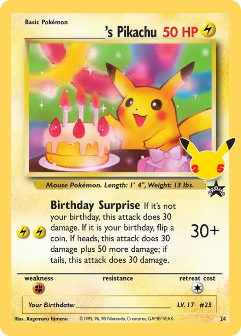 Carte Pokémon Pikachu de ________ 24, extension Célébrations
