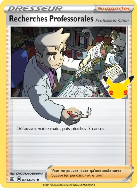 Carte Pokémon Recherches Professorales (Professeur Chen) 023/025, extension Célébrations