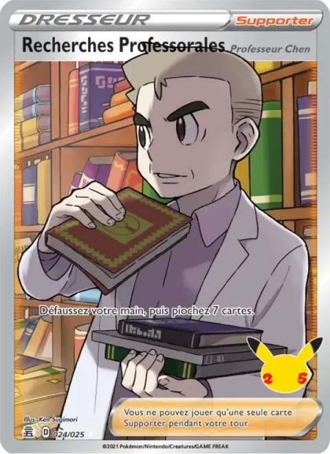 Carte Pokémon Recherches Professorales (Professeur Chen) 024/025, extension Célébrations