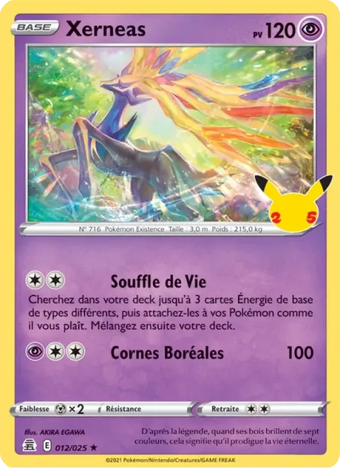 Carte Pokémon Xerneas 012/025, extension Célébrations
