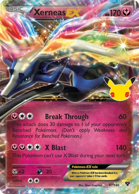 Carte Pokémon Xerneas-EX 97/146, extension Célébrations