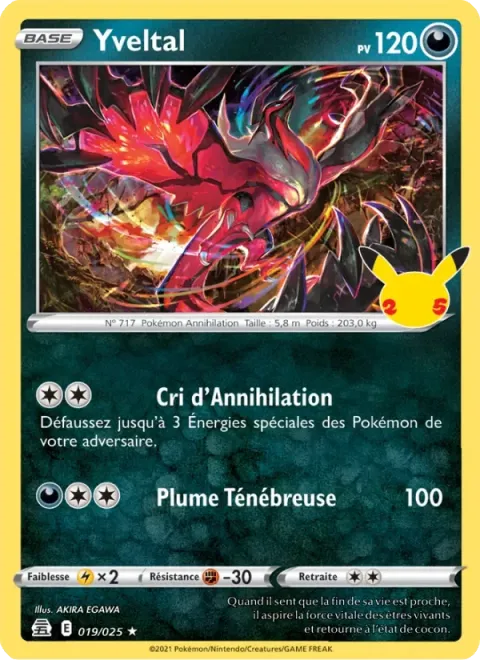 Carte Pokémon Yveltal 019/025, extension Célébrations