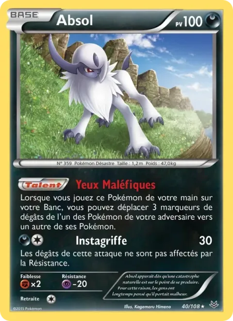 Carte Pokémon Absol 040/108, extension Ciel Rugissant