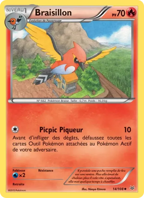Carte Pokémon Braisillon 014/108, extension Ciel Rugissant
