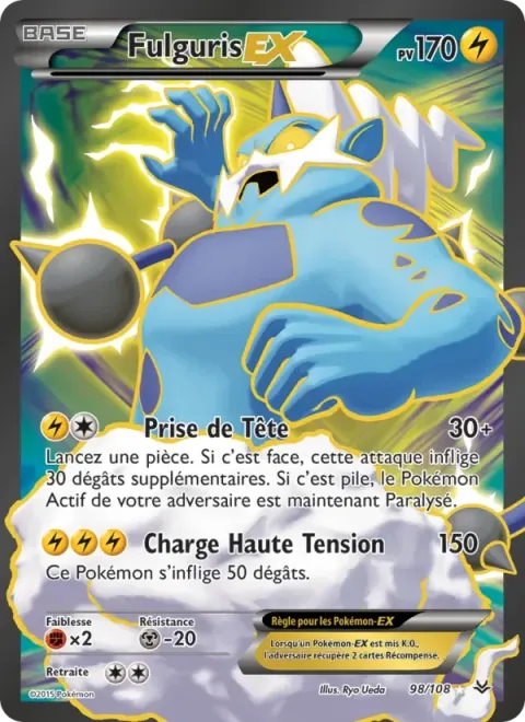 Carte Pokémon Fulguris EX 098/108, extension Ciel Rugissant