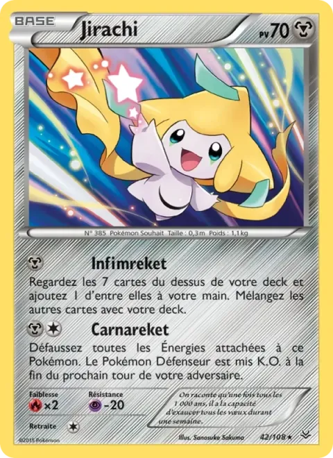 Carte Pokémon Jirachi 042/108, extension Ciel Rugissant