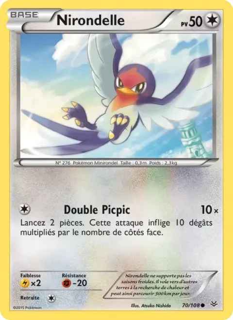 Carte Pokémon Nirondelle 070/108, extension Ciel Rugissant