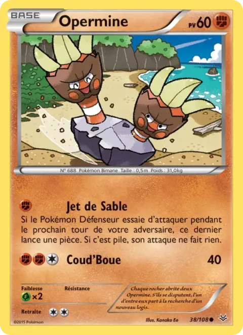 Carte Pokémon Opermine 038/108, extension Ciel Rugissant