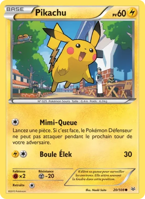 Carte Pokémon Pikachu 020/108, extension Ciel Rugissant