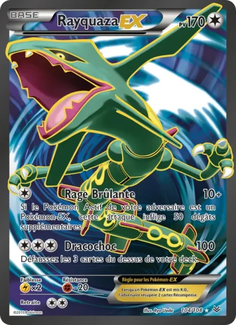 Carte Pokémon Rayquaza EX 104/108, extension Ciel Rugissant