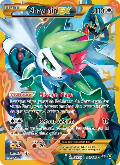 Carte Pokémon Shaymin EX 77A/108, extension Ciel Rugissant