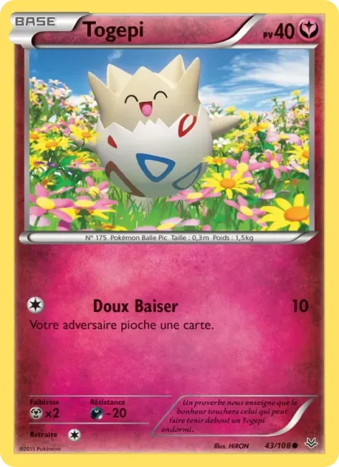 Carte Pokémon Togepi 043/108, extension Ciel Rugissant