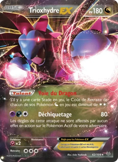Carte Pokémon Trioxhydre EX 062/108, extension Ciel Rugissant