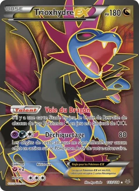 Carte Pokémon Trioxhydre EX 103/108, extension Ciel Rugissant