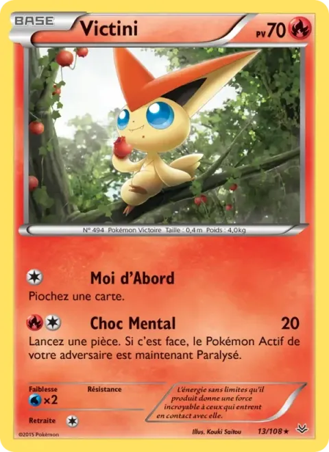 Carte Pokémon Victini 013/108, extension Ciel Rugissant
