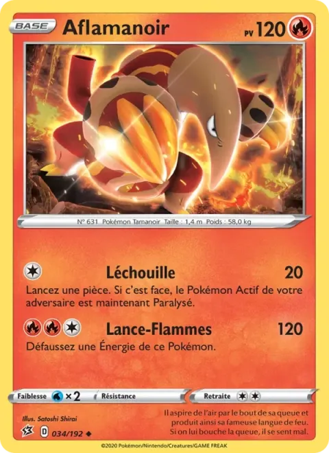 Carte Pokémon Aflamanoir 034/192, extension Clash des Rebelles