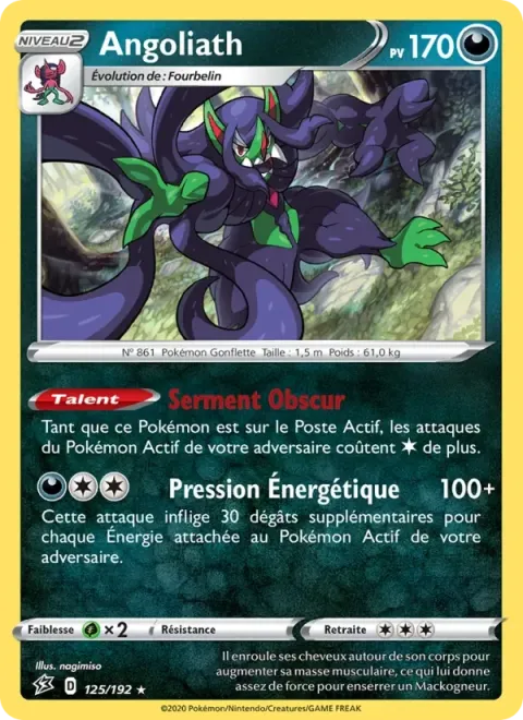 Carte Pokémon Angoliath 125/192, extension Clash des Rebelles