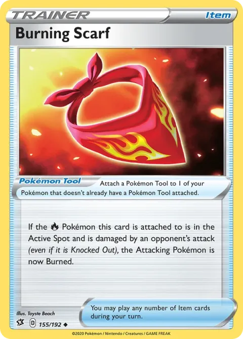 Carte Pokémon Bandana Brûlant 155/192, extension Clash des Rebelles